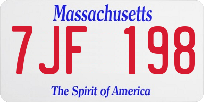 MA license plate 7JF198