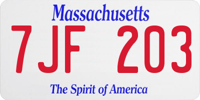 MA license plate 7JF203