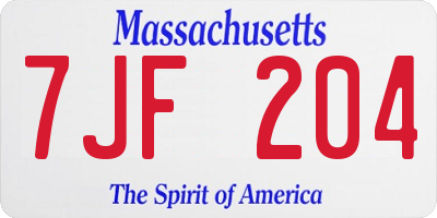 MA license plate 7JF204