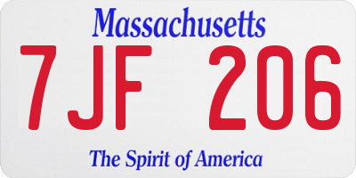 MA license plate 7JF206