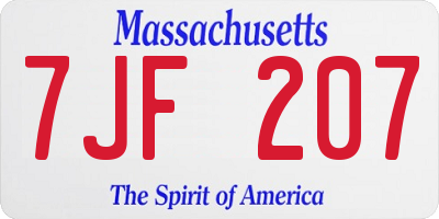 MA license plate 7JF207