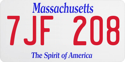 MA license plate 7JF208