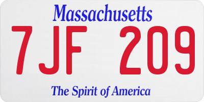 MA license plate 7JF209