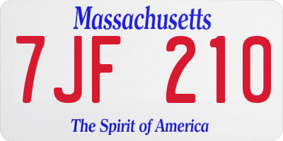 MA license plate 7JF210