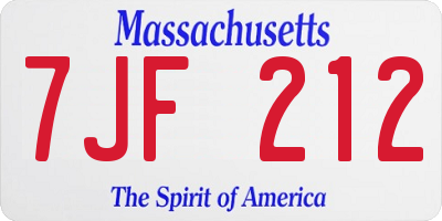MA license plate 7JF212