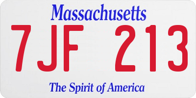 MA license plate 7JF213