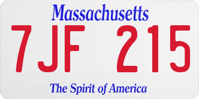 MA license plate 7JF215