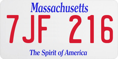 MA license plate 7JF216