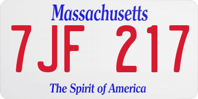 MA license plate 7JF217