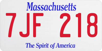 MA license plate 7JF218
