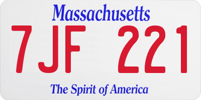 MA license plate 7JF221