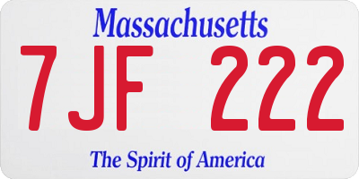 MA license plate 7JF222