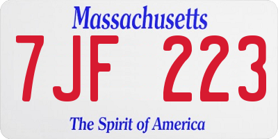 MA license plate 7JF223