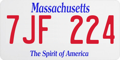 MA license plate 7JF224