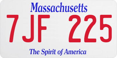 MA license plate 7JF225