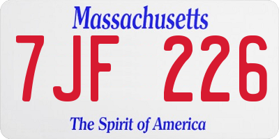 MA license plate 7JF226