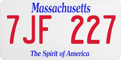 MA license plate 7JF227