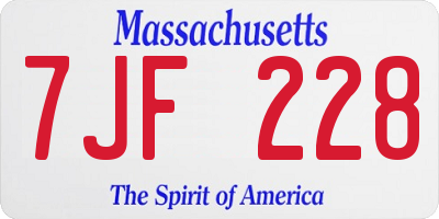 MA license plate 7JF228