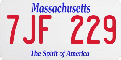 MA license plate 7JF229