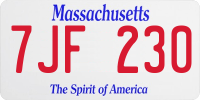 MA license plate 7JF230