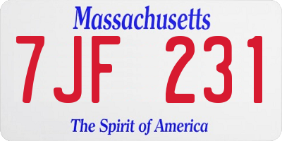 MA license plate 7JF231
