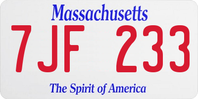 MA license plate 7JF233