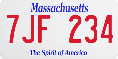 MA license plate 7JF234