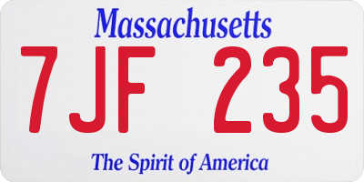 MA license plate 7JF235
