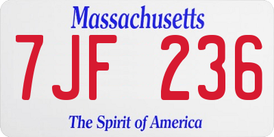 MA license plate 7JF236