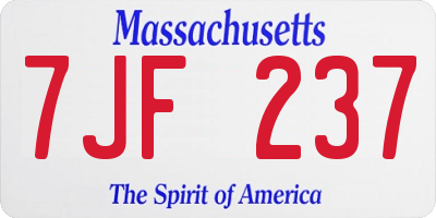 MA license plate 7JF237