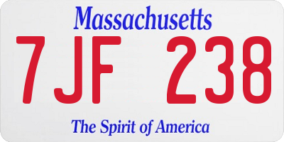 MA license plate 7JF238