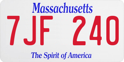 MA license plate 7JF240