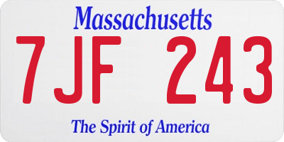 MA license plate 7JF243