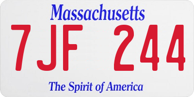MA license plate 7JF244