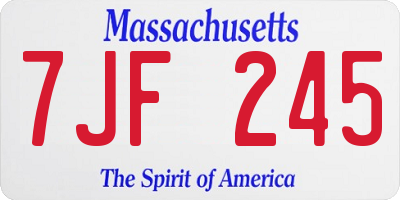 MA license plate 7JF245