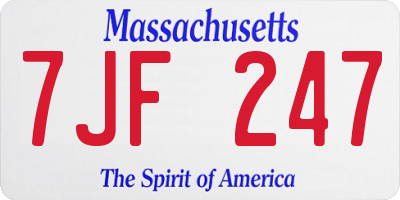MA license plate 7JF247