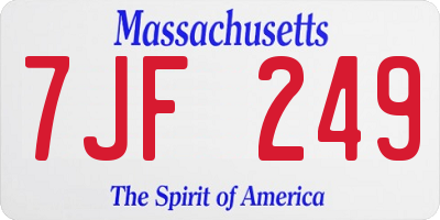 MA license plate 7JF249