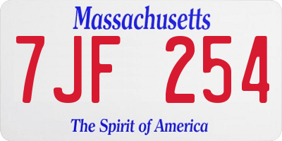 MA license plate 7JF254