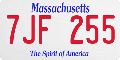 MA license plate 7JF255