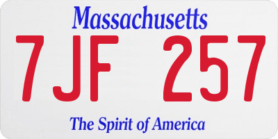 MA license plate 7JF257