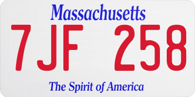 MA license plate 7JF258