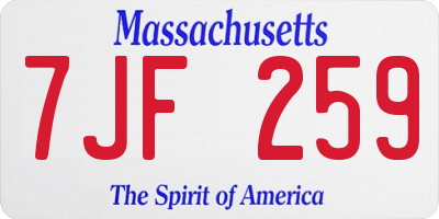 MA license plate 7JF259