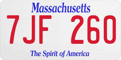 MA license plate 7JF260