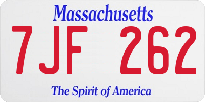 MA license plate 7JF262