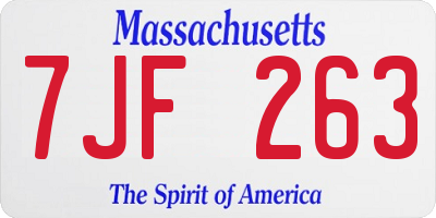 MA license plate 7JF263