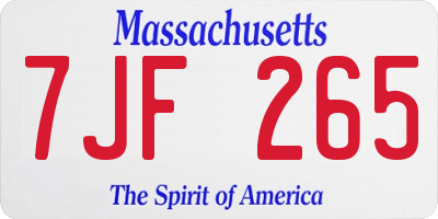 MA license plate 7JF265