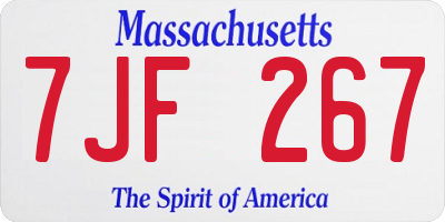 MA license plate 7JF267