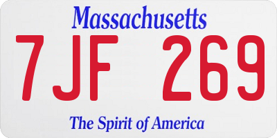 MA license plate 7JF269