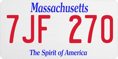 MA license plate 7JF270