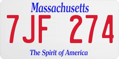 MA license plate 7JF274